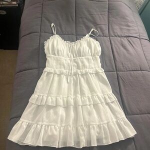 Boohoo Ivory Tiered Wedding Dress